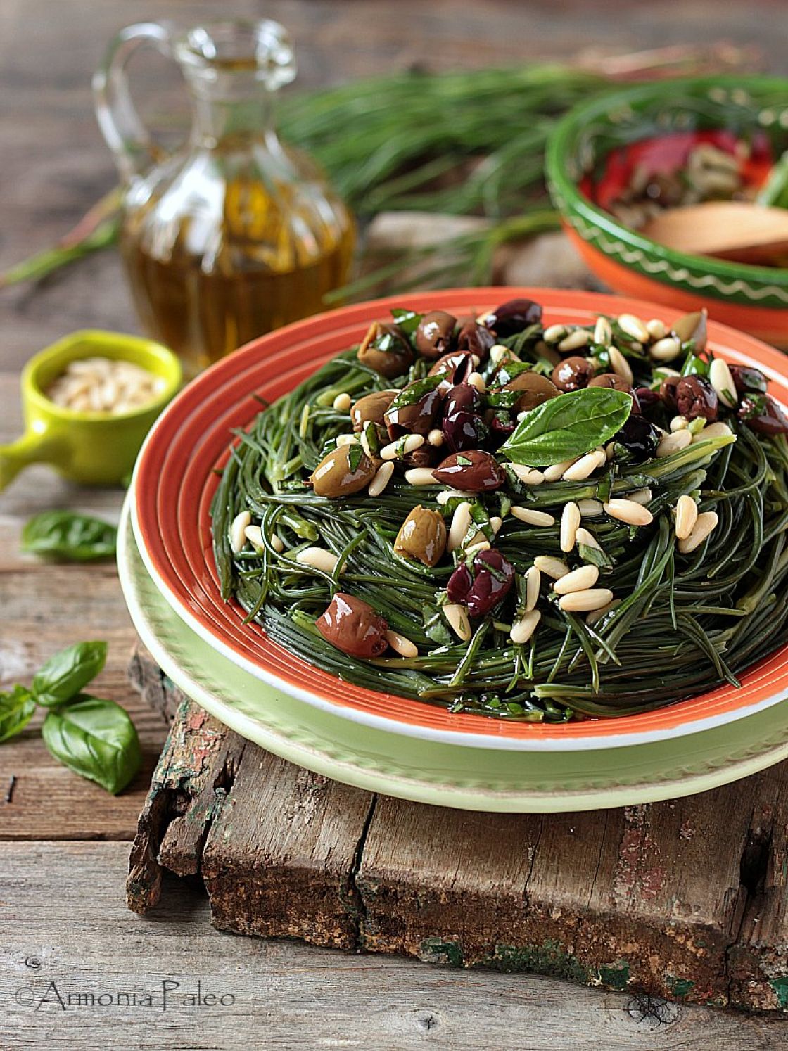 Agretti alla Ligure con Olive e Pinoli
